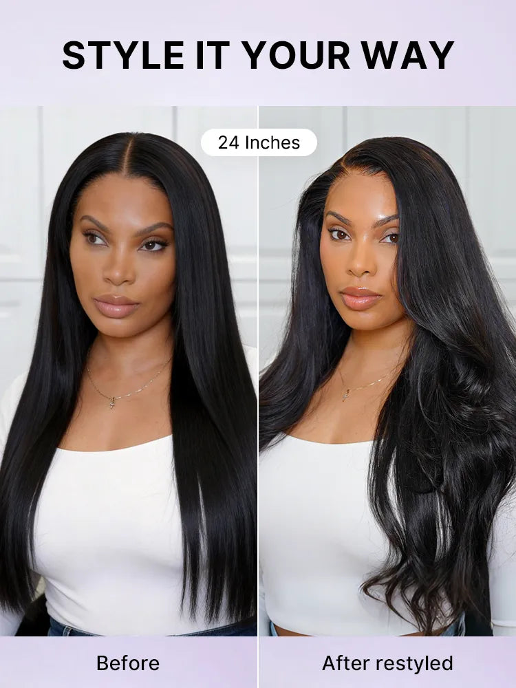 PreMax Wigs | Super Natural Hairline Silky Straight Glueless 13x4 Frontal Lace Wig Human Hair Pre-Cut Lace