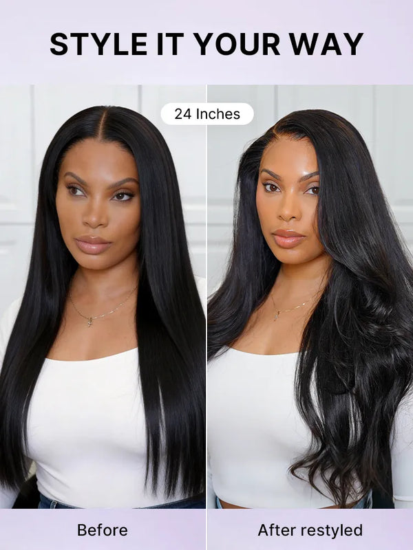 PreMax Wigs | Super Natural Hairline Silky Straight Glueless 13x4 Frontal Lace Wig Human Hair Pre-Cut Lace