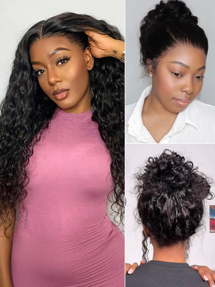 Water Wave 360 Lace Flexi-Fit Invisi Drawstring Cap Long Wig 100% Human Hair Pre-bleached & Pre-plucked & Pre-Cut Lace Main image