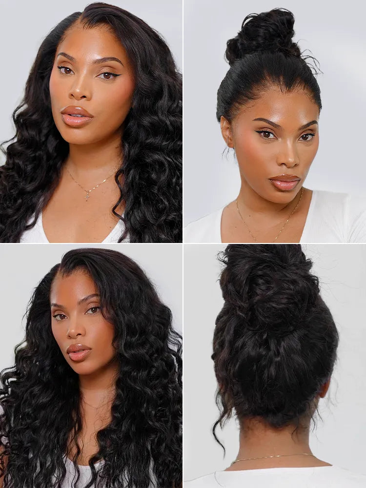 Water Wave 360 Lace Flexi-Fit Invisi Drawstring Cap Long Wig 100% Human Hair Pre-bleached & Pre-plucked & Pre-Cut Lace Secondary image