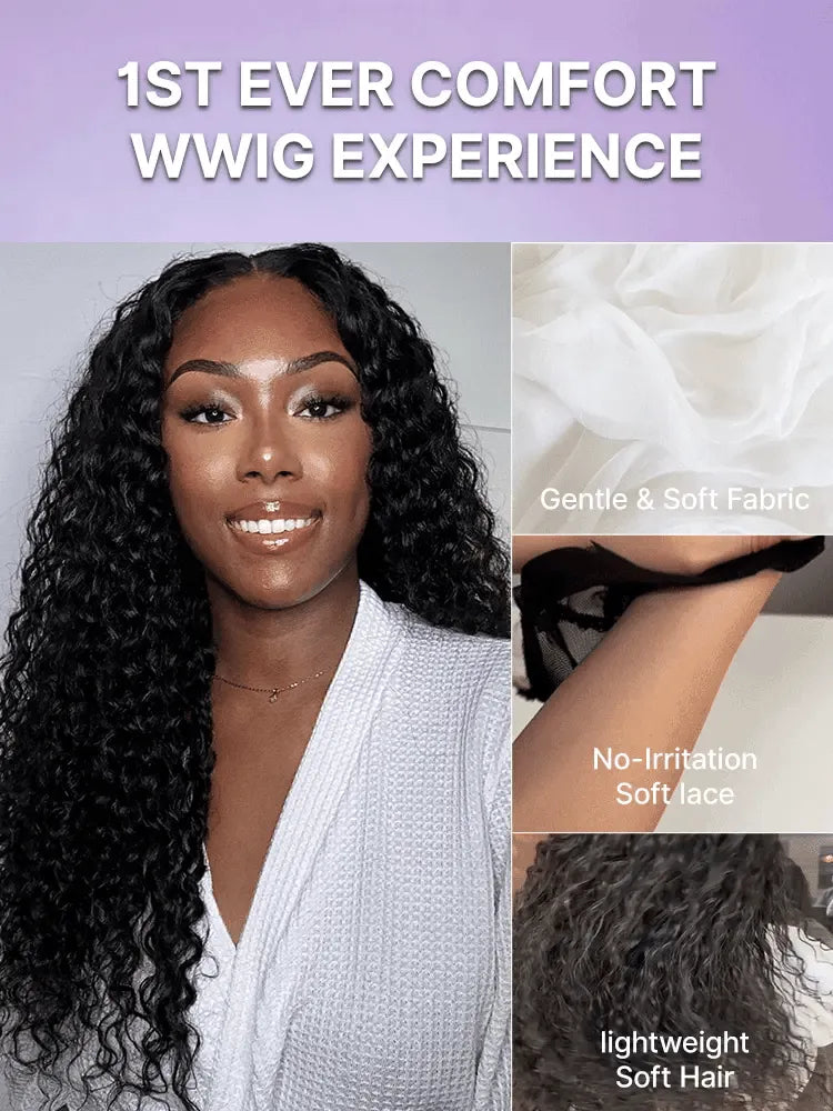 AiryFit™ Scalp Care Wigs | Effortless Water Wave Snugfit Glueless 5x5 Closure Pre-Cut Lace Curly Wig Secondary image