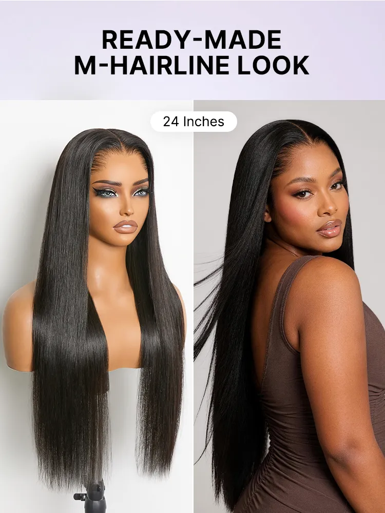 Lagos Hairline Over-Plucked M-Shaped Hairline Natural Looking Silky Straight Human Hair 13×4 Lace Frontal Wig Pre-Cut Lace Secondary image