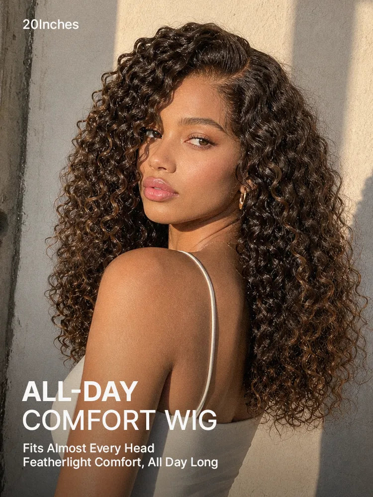 Luvme All-Day Comfort Wig 200% Density Brown Ombre Kinky Curly  PartingMax Glueless 7x6 Closure HD Lace Wig Pre-Cut Lace Secondary image