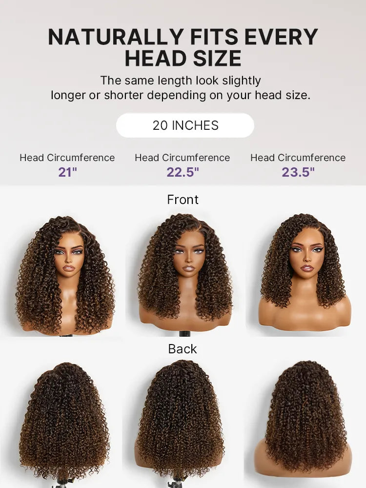 Luvme All-Day Comfort Wig 200% Density Brown Ombre Kinky Curly  PartingMax Glueless 7x6 Closure HD Lace Wig Pre-Cut Lace
