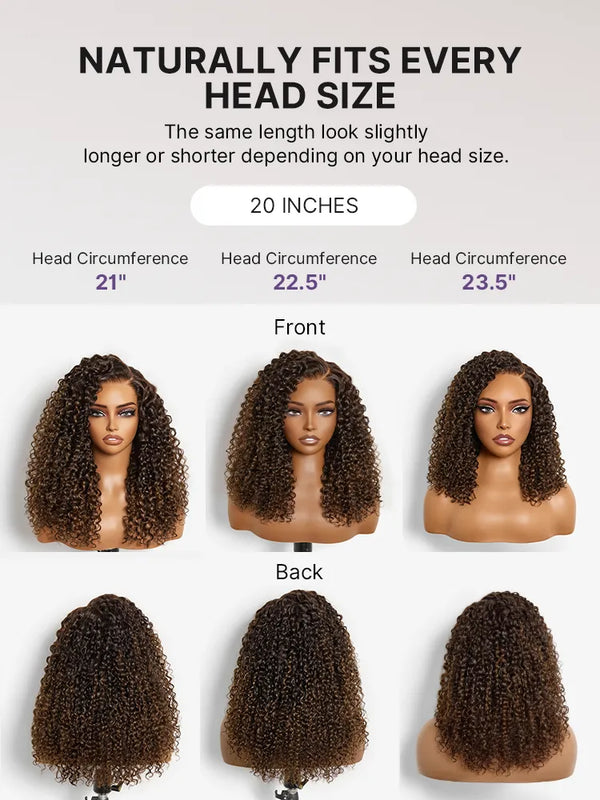 Luvme All-Day Comfort Wig 200% Density Brown Ombre Kinky Curly  PartingMax Glueless 7x6 Closure HD Lace Wig Pre-Cut Lace