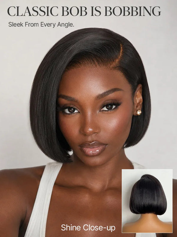 180% Density Sleek Short Bob Minimalist HD Lace Wig Pre-cut Lace All-Day Comfort Cap