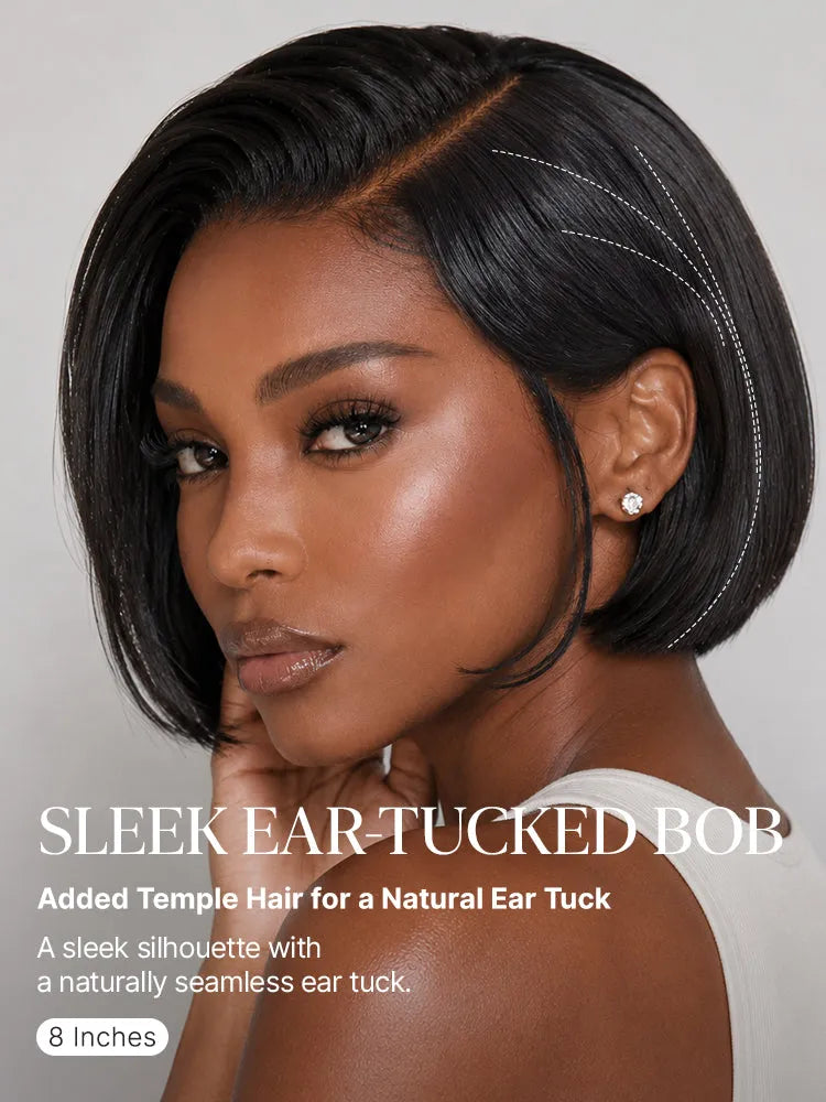 180% Density Sleek Short Bob Minimalist HD Lace Wig Pre-cut Lace All-Day Comfort Cap Secondary image