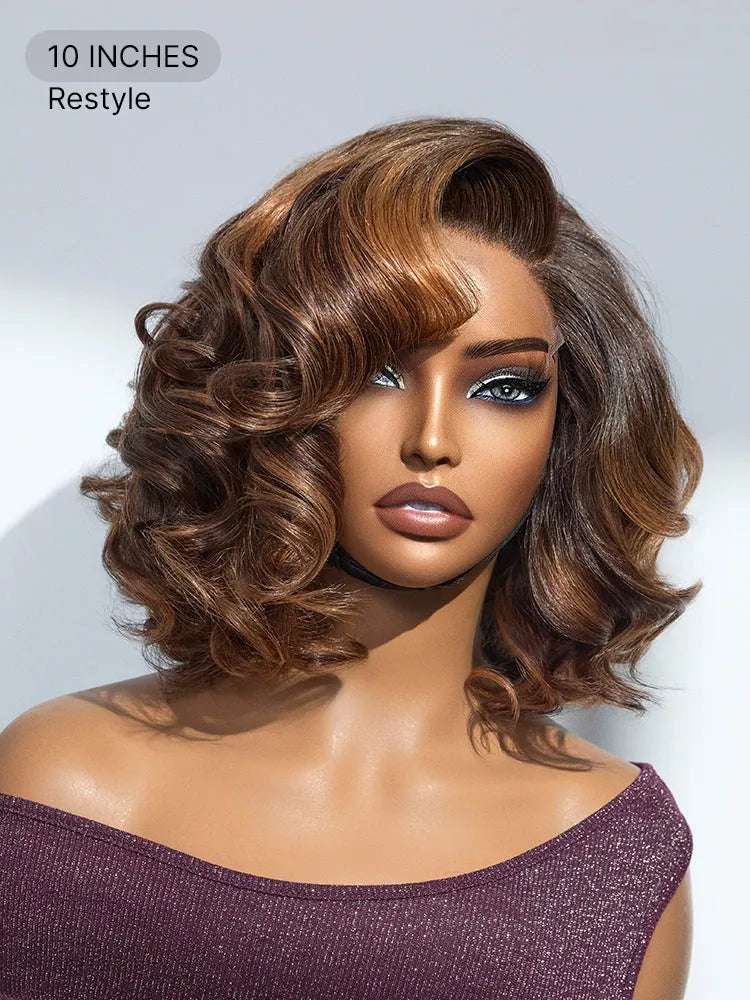 1 SEC INSTALL WIG | Mature Boss Brown Ombre Highlight / Natural Black Loose Wave Glueless Minimalist HD Lace Wig Pre-cut Lace