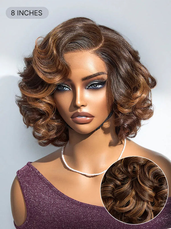 1 SEC INSTALL WIG | Mature Boss Brown Ombre Highlight / Natural Black Loose Wave Glueless Minimalist HD Lace Wig Pre-cut Lace