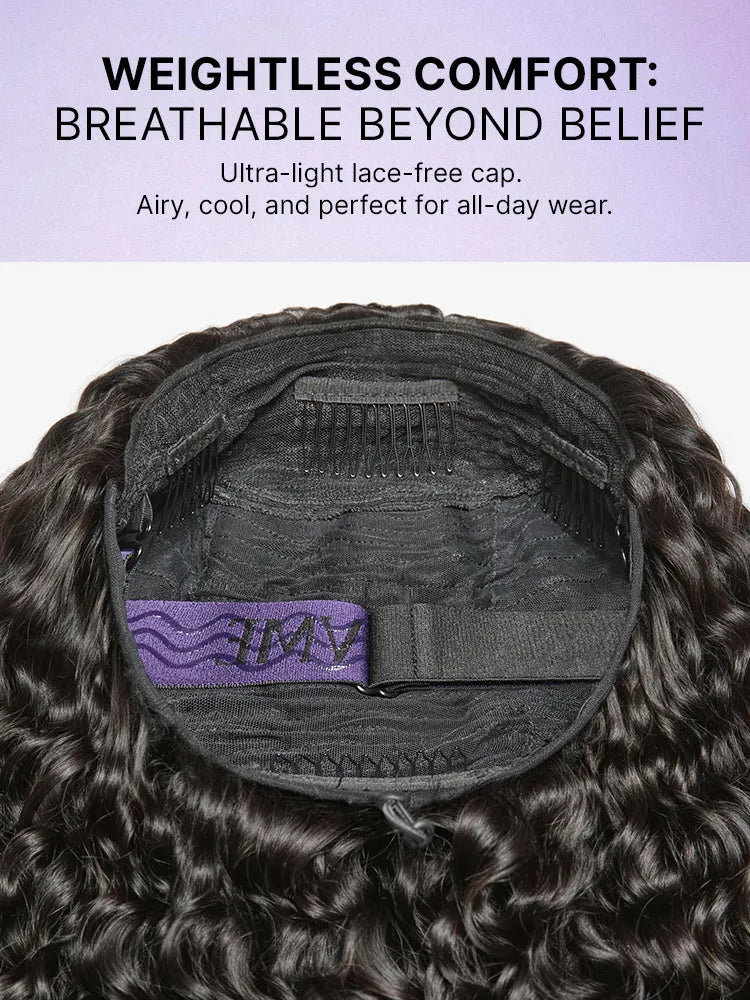Fluffy & Full 250% Density Water Wave Glueless Half Wig Flexi-Fit Drawstring