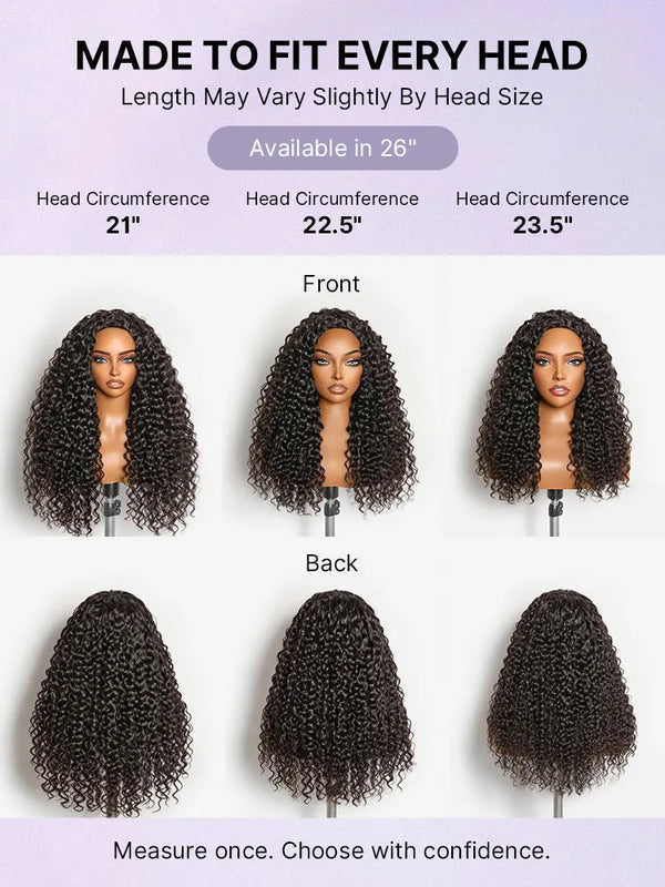 Fluffy & Full 250% Density Water Wave Glueless Half Wig Flexi-Fit Drawstring