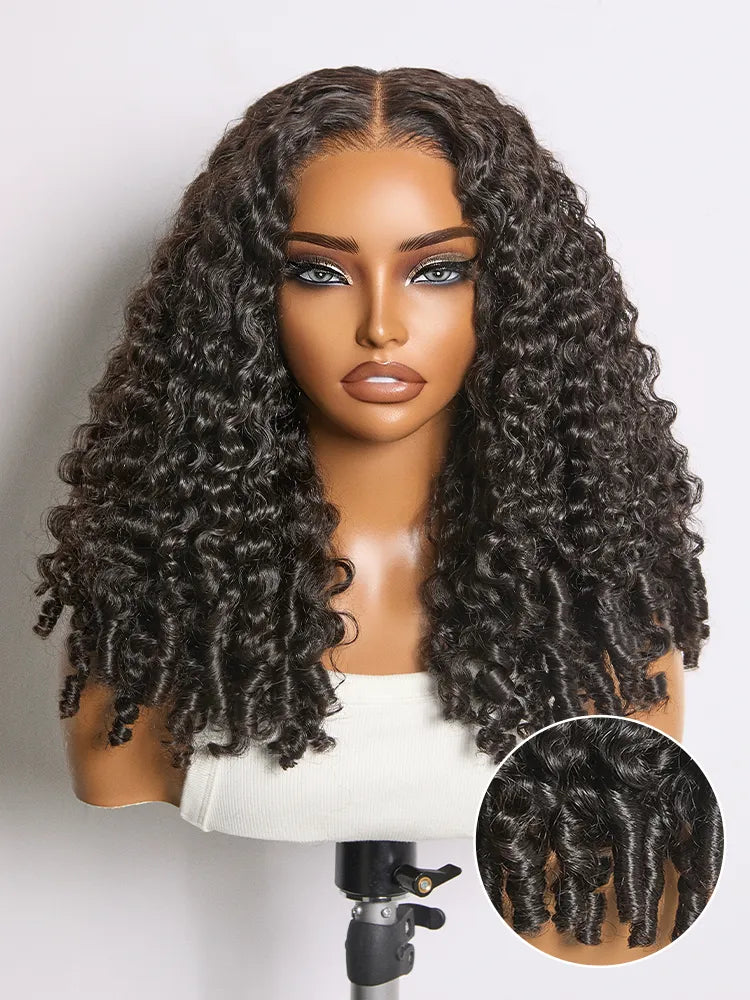 180% Density Burmese Curly Finger Coil Ends Glueless 5x5 Closure HD Lace Wig Pre-Cut Lace - Limited Time Offer Main image