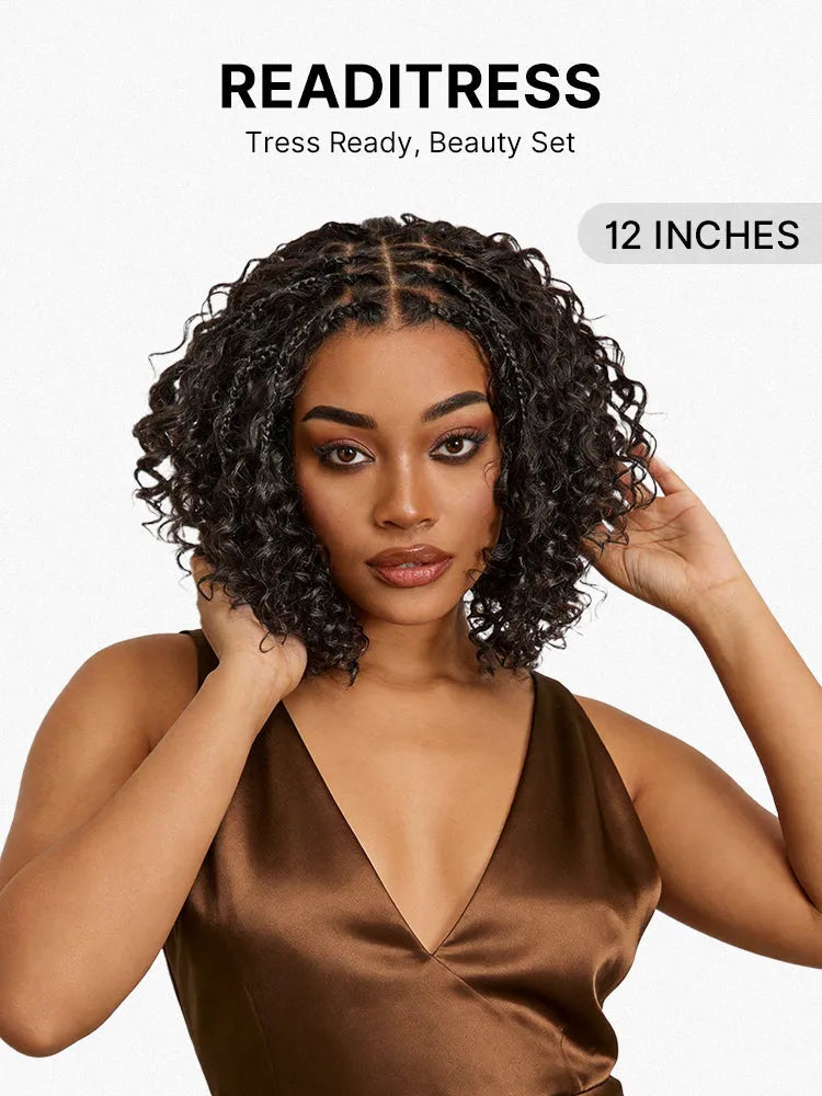 Readitress™ Boho Braids Deep Curly Glueless 5x5 Closure Lace with Braided Top Human Hair Wig Pre-Cut Lace Secondary image