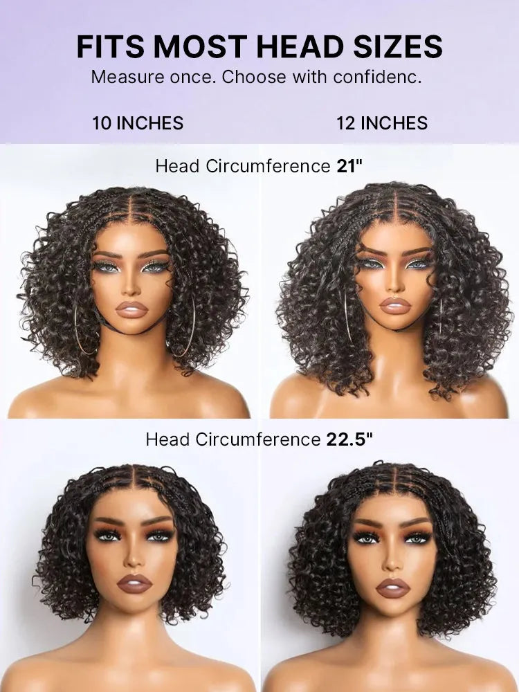 Readitress™ Boho Braids Deep Curly Glueless 5x5 Closure Lace with Braided Top Human Hair Wig Pre-Cut Lace