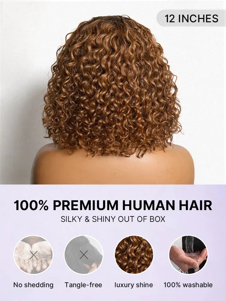 Readitress™ Boho Braids Deep Curly Glueless 5x5 Closure Lace with Braided Top Human Hair Wig Pre-Cut Lace