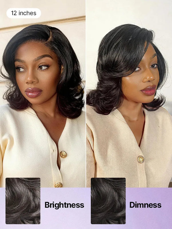 Effortlessly Chic Butterfly Cut Layered Wavy Glueless HD Minimalist Lace Short Wig
