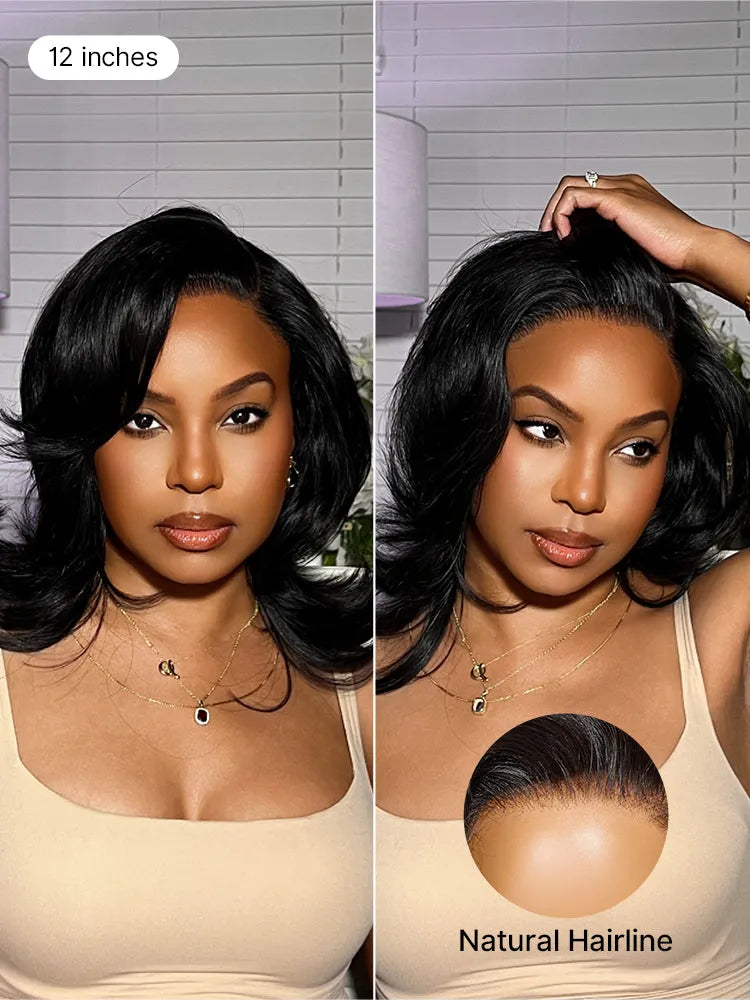 Effortlessly Chic Butterfly Cut Layered Wavy Glueless HD Minimalist Lace Short Wig Secondary image