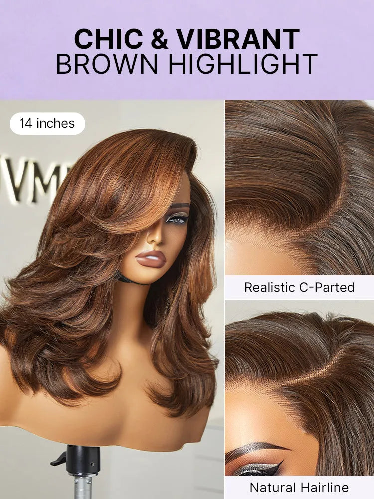 Effortlessly Chic Butterfly Cut Layered Wavy Glueless HD Minimalist Lace Short Wig
