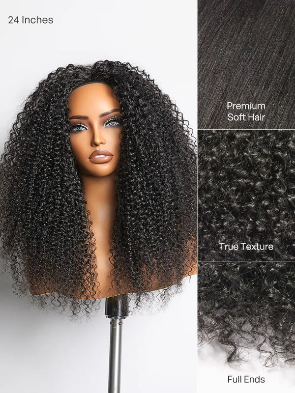 Luvme Too Easy Texture™ 3-In-1 Half Wig 180% Density Kinky Curly Glueless Flexi-Fit Drawstring Wig