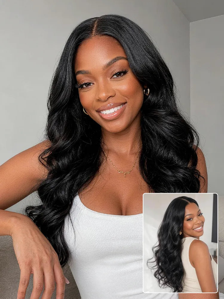 Jet Black Loose Body Wave Glueless 5x5 Closure Lace Wig 100% Human Hair Main image