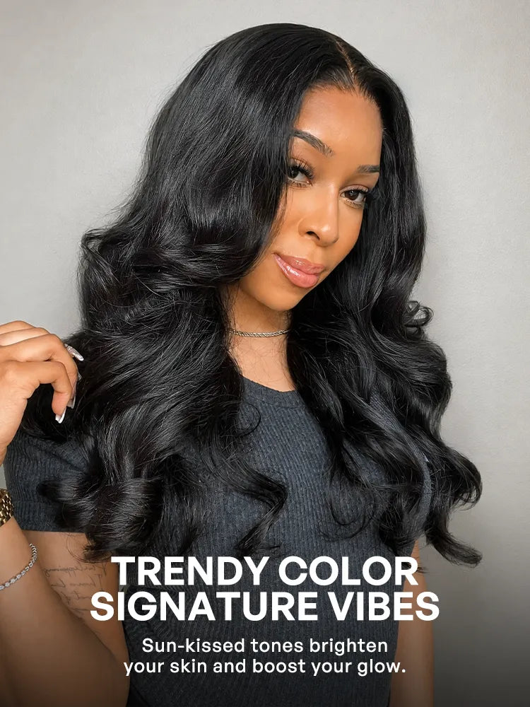 Jet Black Loose Body Wave Glueless 5x5 Closure Lace Wig 100% Human Hair Secondary image