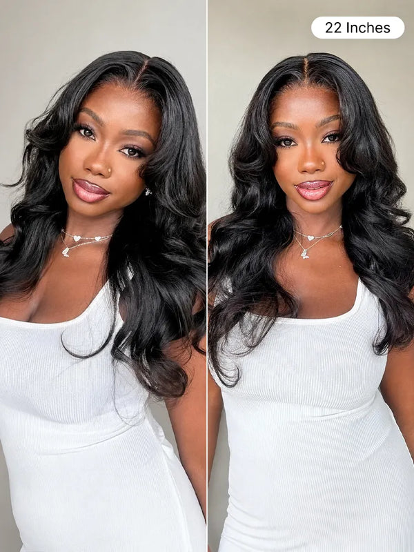 Jet Black Loose Body Wave Glueless 5x5 Closure Lace Wig 100% Human Hair