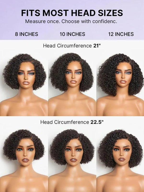Trendy Short Cut Curly Minimalist HD Lace Glueless Side Part Wig 100% Human Hair Pre-Cut Lace