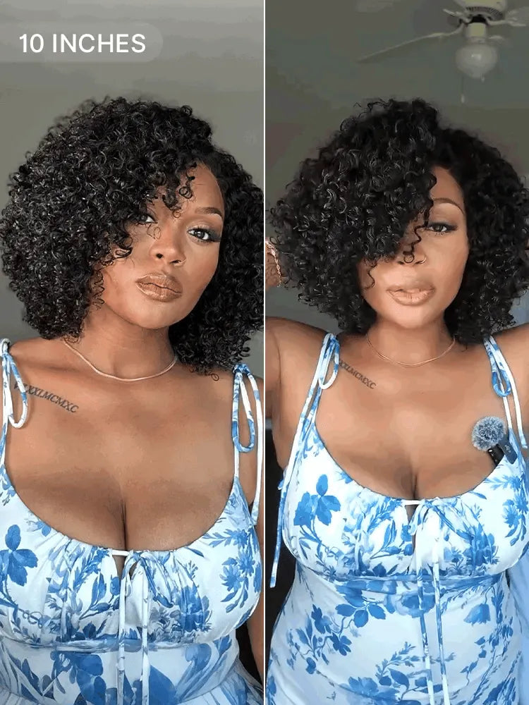 Trendy Short Cut Curly Minimalist HD Lace Glueless Side Part Wig 100% Human Hair Pre-Cut Lace Secondary image