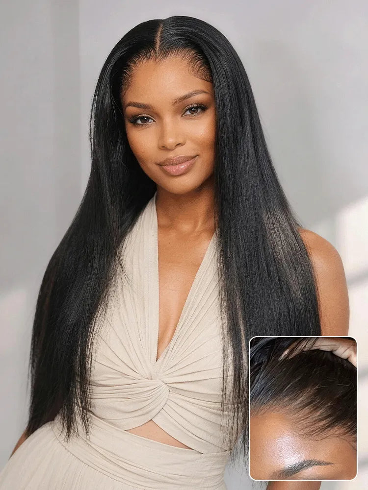 Lagos Hairline Over-Plucked M-Shaped Hairline Natural Looking Silky Straight Human Hair 13×4 Lace Frontal Wig Pre-Cut Lace Main image