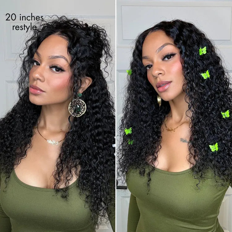PreMax 180% / 250% Density Water Wave Glueless Flexi-Fit Drawstring 13x4 Frontal Lace Fluffy Curly Wig Pre-Cut Lace