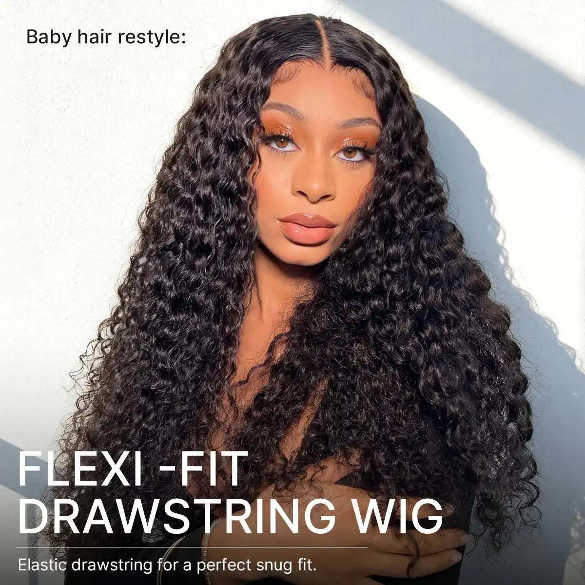 PreMax 180% / 250% Density Water Wave Glueless Flexi-Fit Drawstring 13x4 Frontal Lace Fluffy Curly Wig Pre-Cut Lace Secondary image