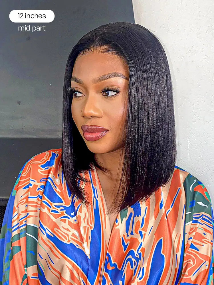 PreMax Wigs - Nature Max Yaki / Silky Bob Ear-to-Ear Glueless 13x6 Frontal HD Lace Short Bob Wig Secondary image