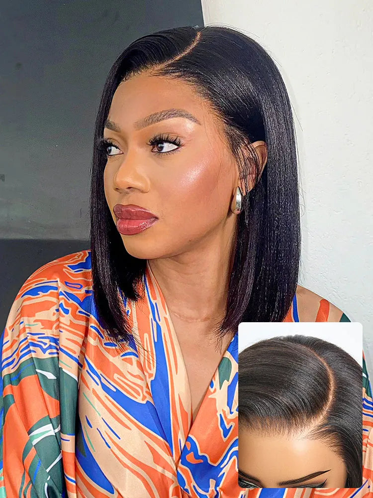 PreMax Wigs - Nature Max Yaki / Silky Bob Ear-to-Ear Glueless 13x6 Frontal HD Lace Short Bob Wig Main image