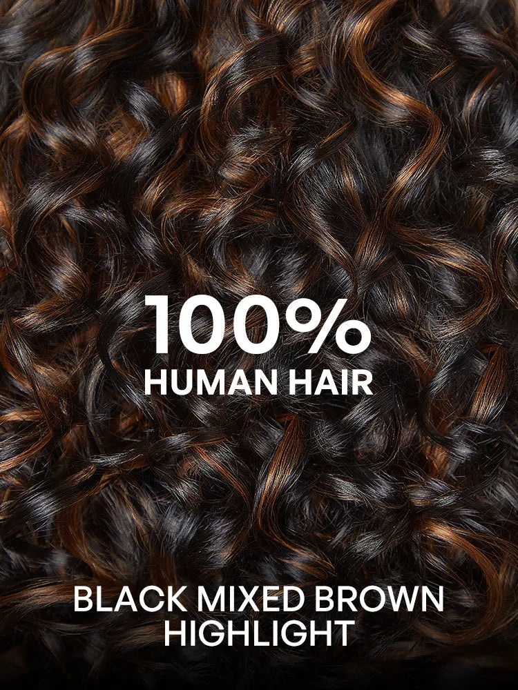 Effortless Elegance Copper Highlight / Natural Black Bouncy Curl Wig Minimalist HD Lace Glueless Wig Pre-Cut Lace