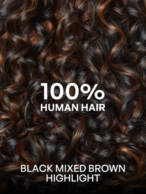 Effortless Elegance Copper Highlight / Natural Black Bouncy Curl Wig Minimalist HD Lace Glueless Wig Pre-Cut Lace