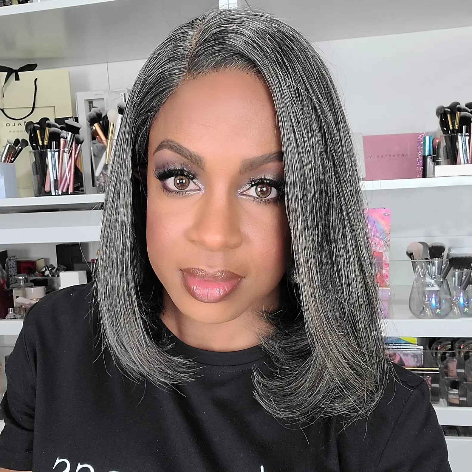 Salt & Pepper Color 4x4 closure Bob Wig - US Only Secondary image