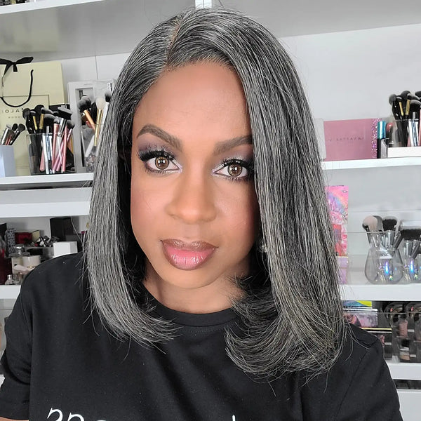 Salt & Pepper Color 4x4 closure Bob Wig - US Only