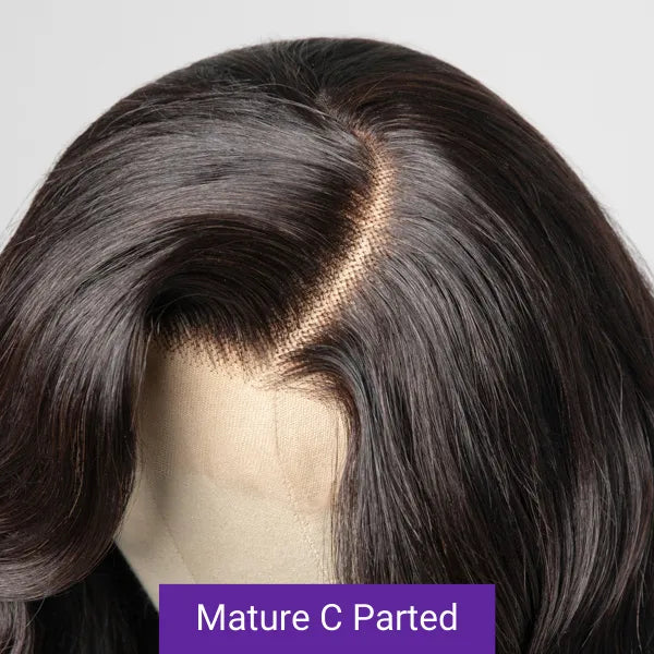 Elegant Natural Black Wavy Minimalist HD Lace Glueless C Part Short Wig 100% Human Hair - US Only