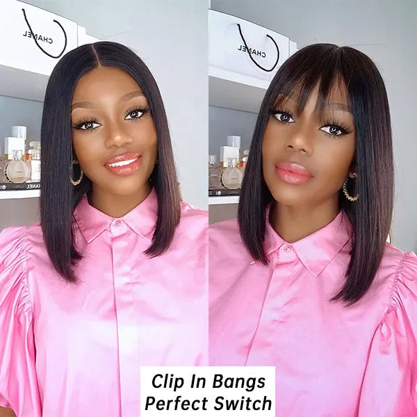 100% Real Human Hair Clip in Bangs Human Hair Extensions Secondary image