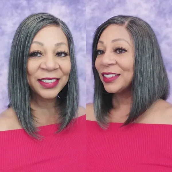 Salt & Pepper Color 4x4 closure Bob Wig - US Only